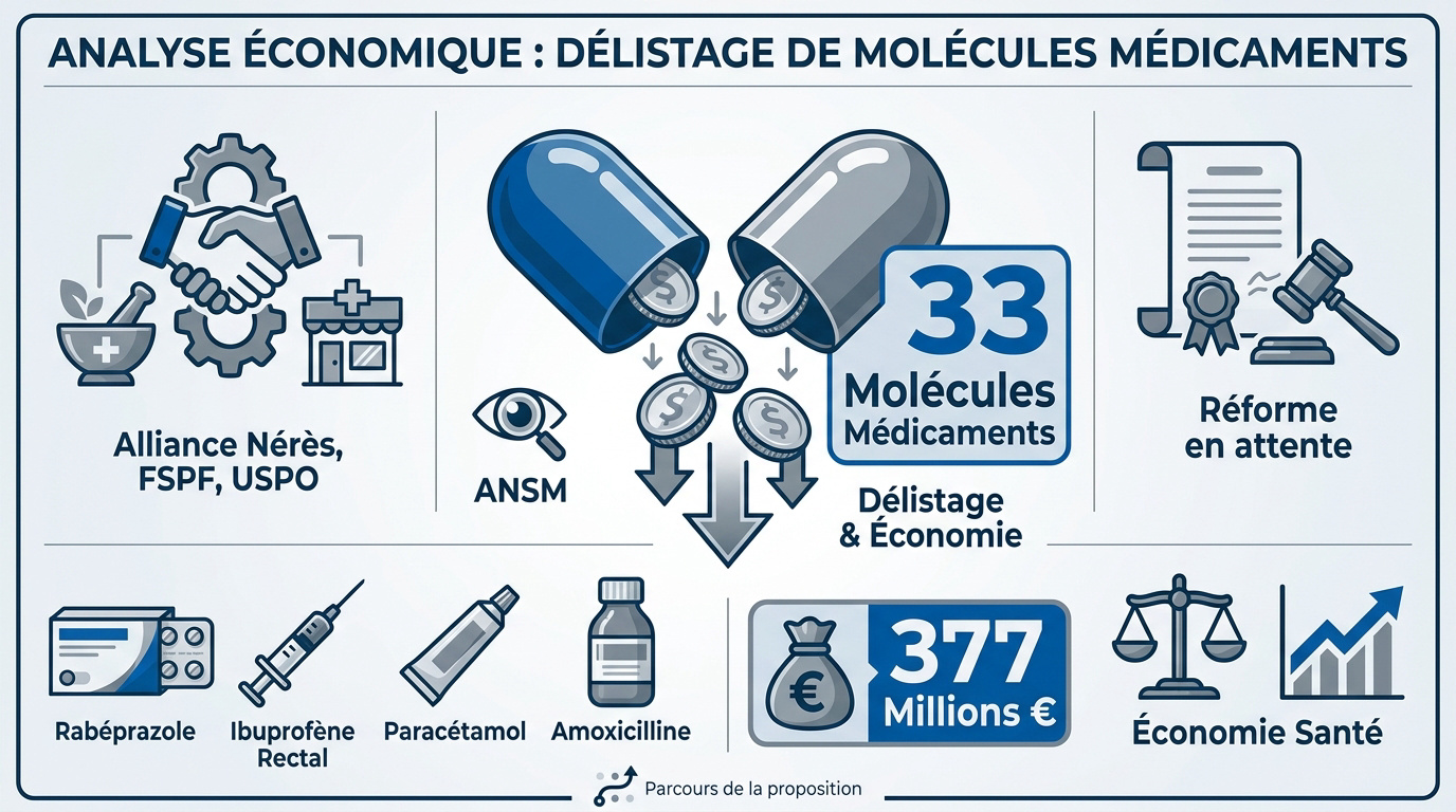 Graphique illustrant les économies potentielles liées au délistage des médicaments en France