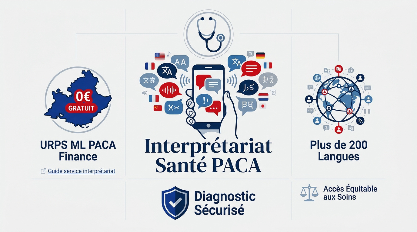 Médecin libéral en consultation utilisant le service d'interprétariat téléphonique en région PACA