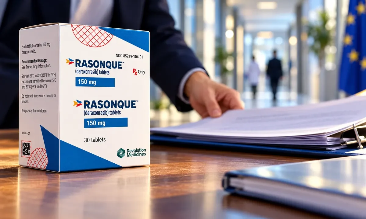 Boîte de médicament et dossier dans une mise en scène du parcours institutionnel.