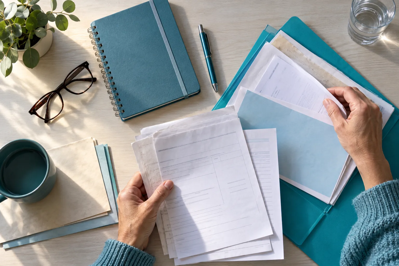Préparation de documents et d’ordonnances avant une consultation.