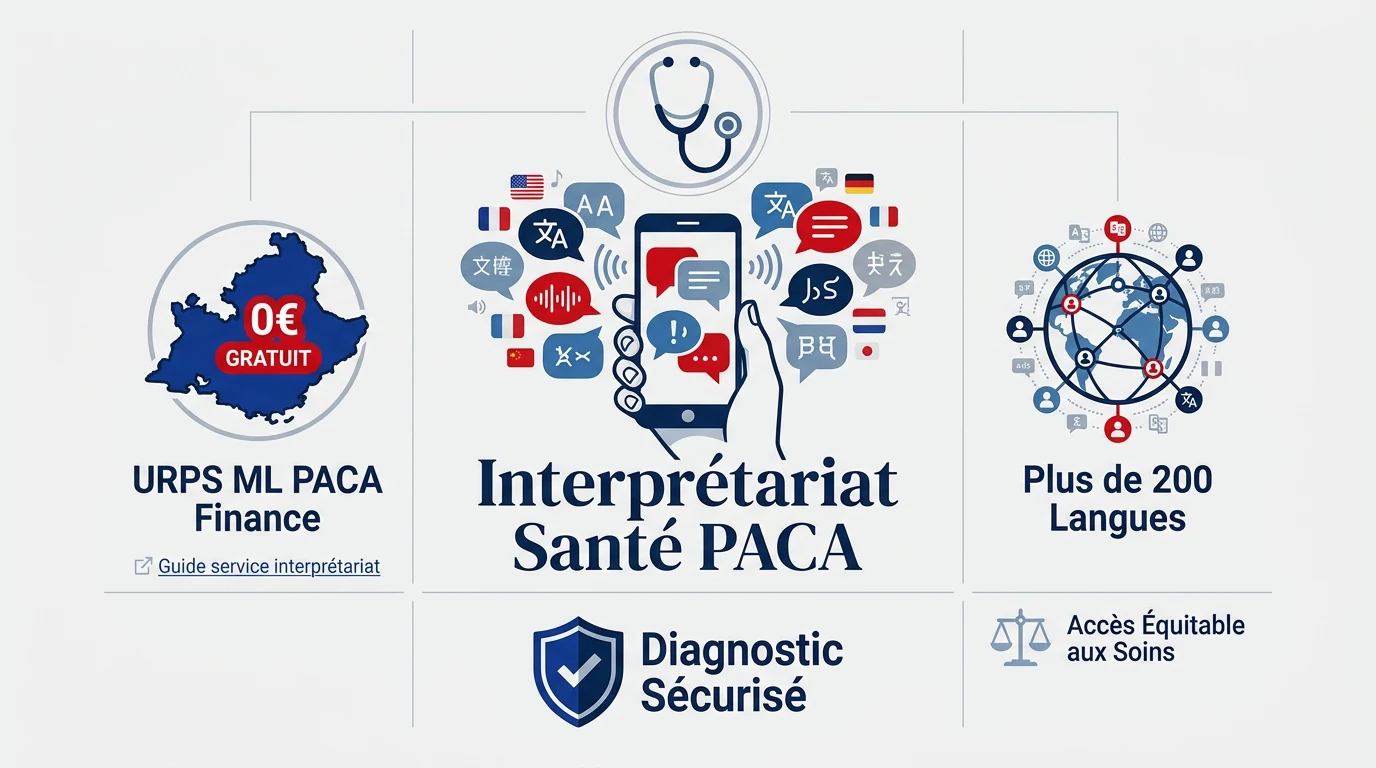 Médecin libéral en consultation utilisant le service d'interprétariat téléphonique en région PACA